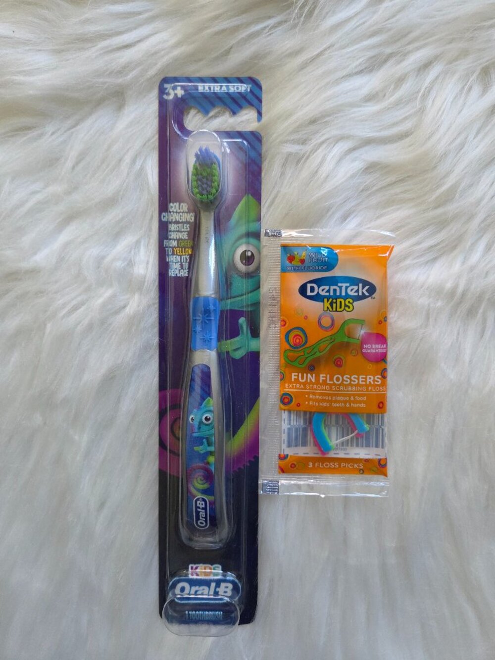 Kids Oral B Color Changing Toothbrush & Dentek Kids Fun Flossers